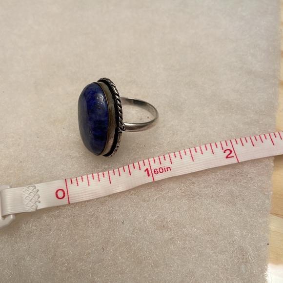 Large lapis lazuli stone and sterling silver ring size 8-8.5 - Picture 6 of 7